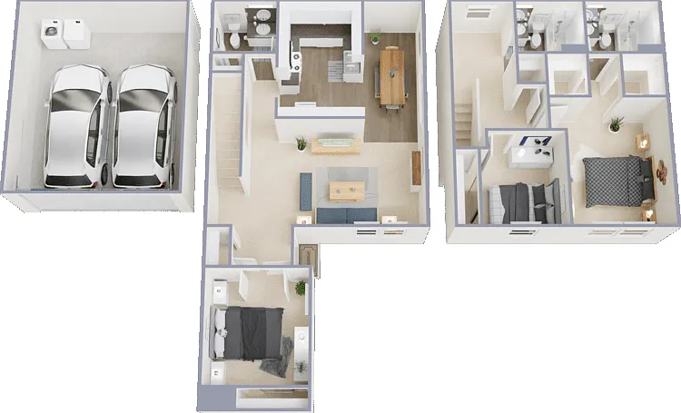 3 Bed 2.5 Bath Floorplan Diagram