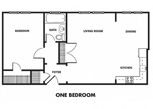 Floor plan 1 Bed | 1 Bath - AR