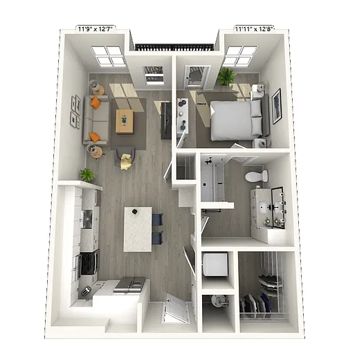 Floor plan A6 1x1 729 SF-FP