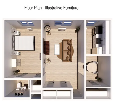 Floor plan 9610 Sherwood Pl 1BD 1BA Deluxe