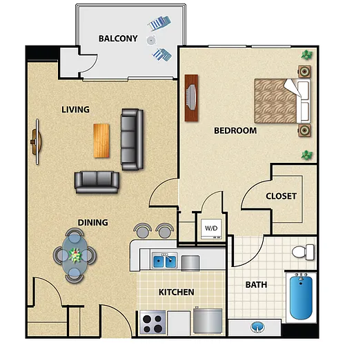 Floor plan Plan B2 1 Bed 1 Bath
