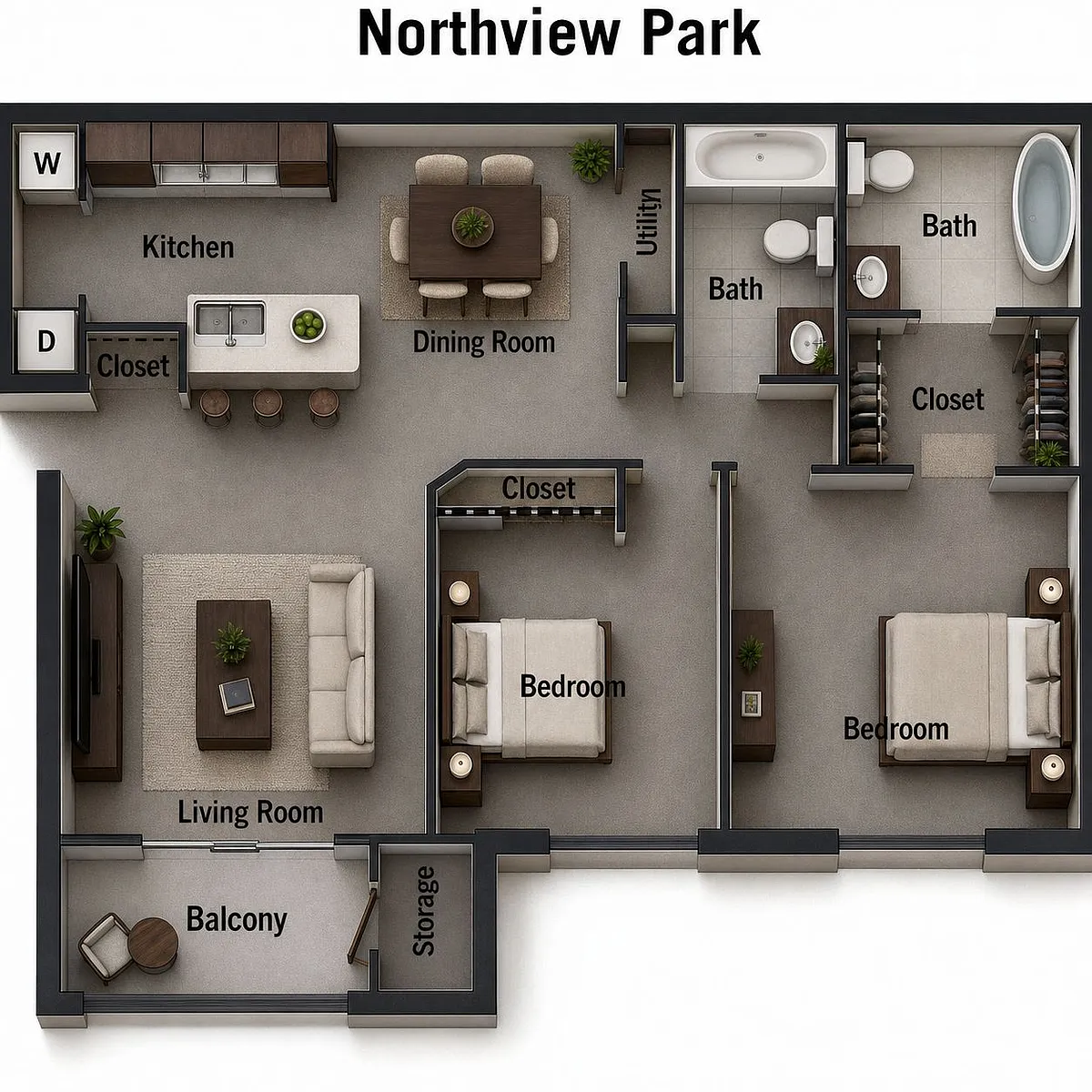 Floor plan Two Bedroom
