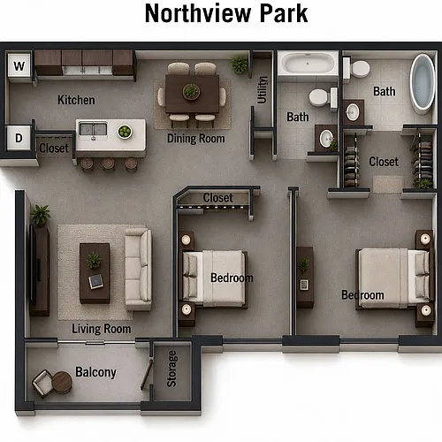 Floor plan Two Bedroom