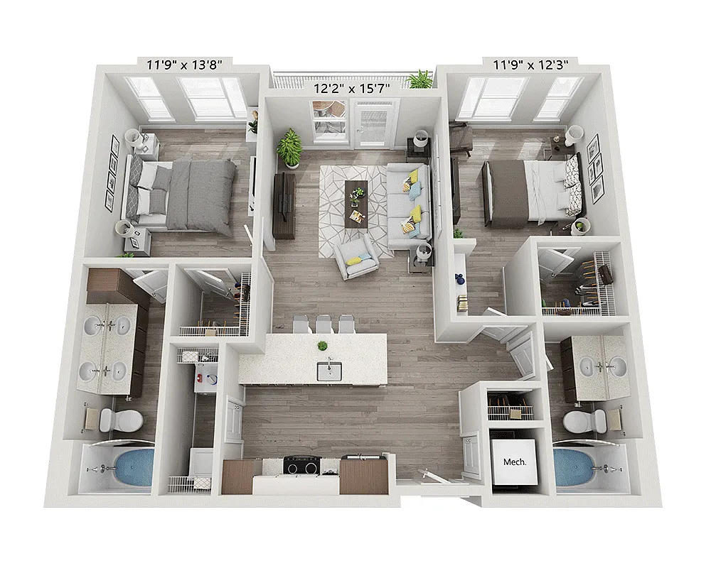 Floor plan Two Bedroom B2B