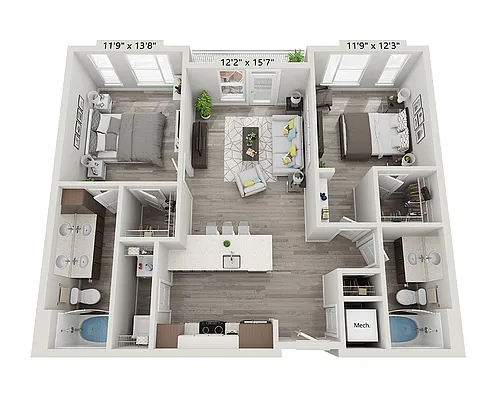 Floor plan Two Bedroom B2B