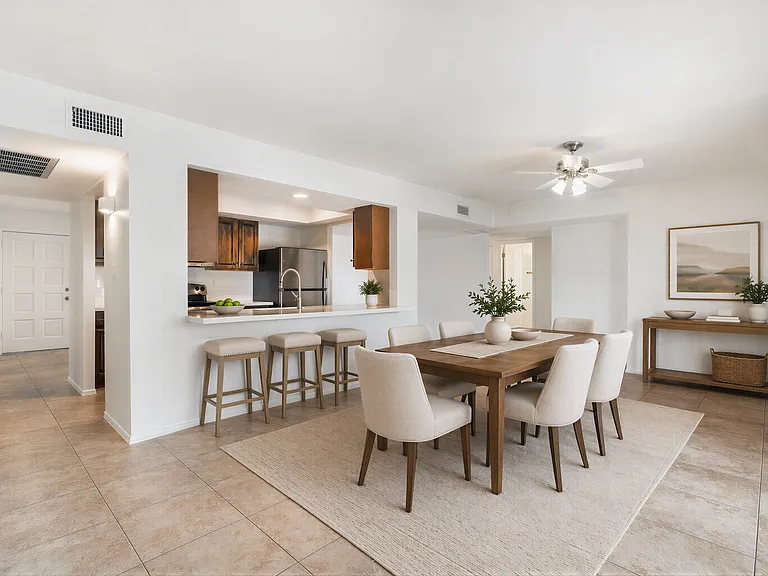 Dining Room: virtually staged for inspiration _ home is offered unfurnished