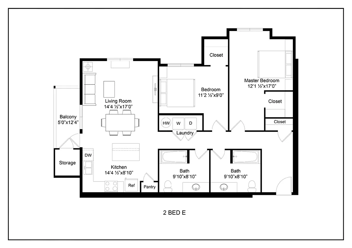 Floor plan 2 Bed E