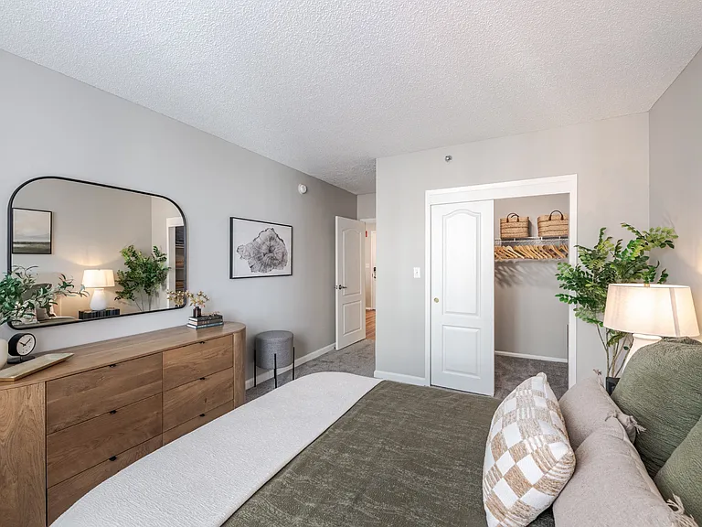 Relaxing bedroom space at 15 Bank Apartments in White Plains, NY 10606