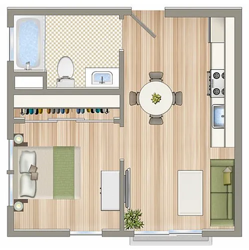 Floor plan Studio Moderate 100%