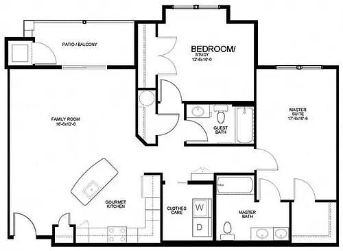 Floor plan 2BR 2BA (1157sf) - Elizabeth