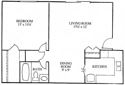 Floor plan One Bedroom One Bathroom Apartment Style C
