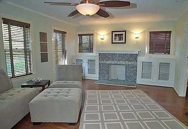 Expansive Living Area with Beautiful Tiled Fireplace