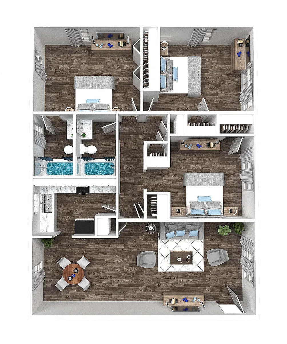 Floor plan 3 Bedroom 2 Bath