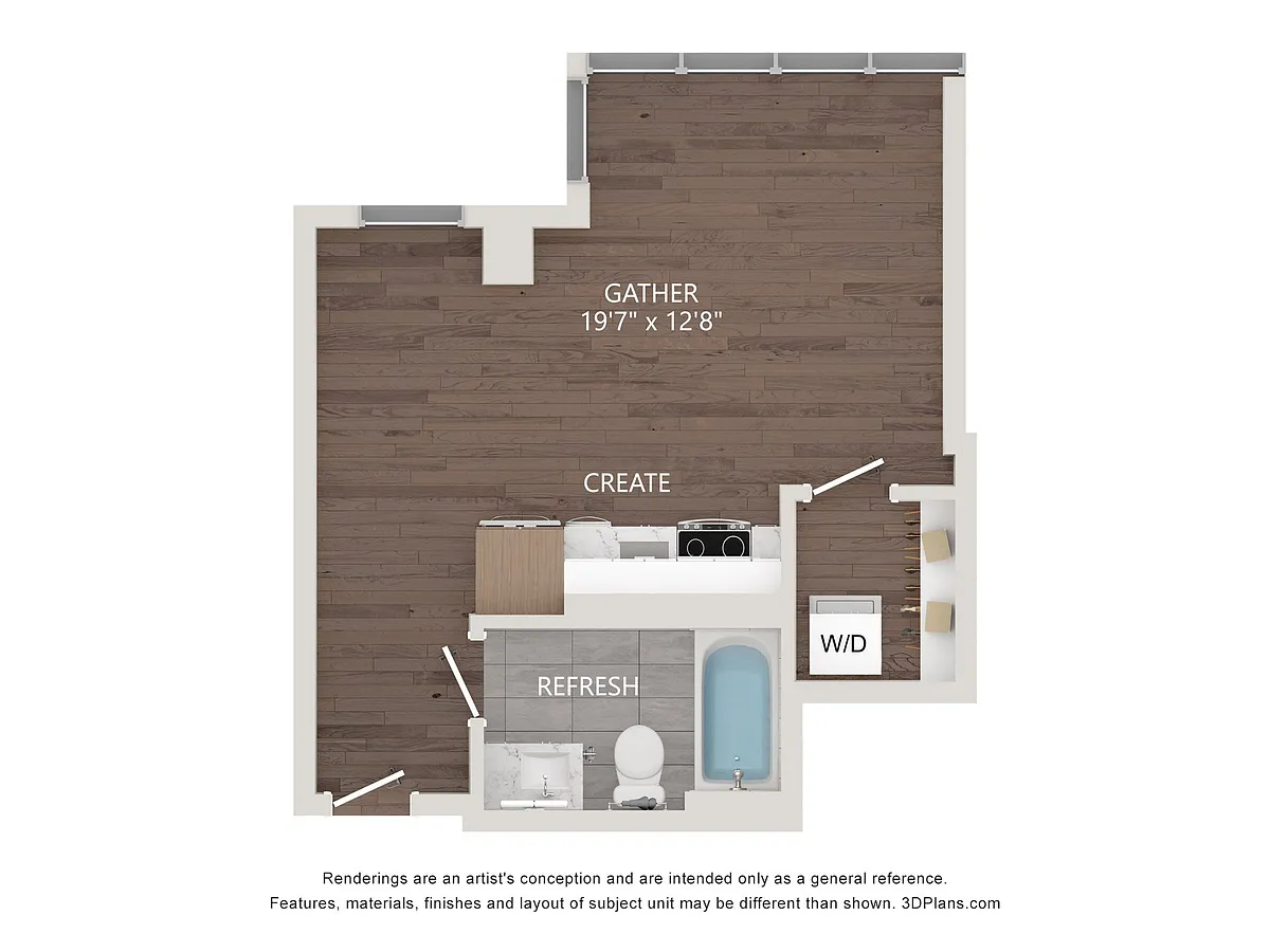 Floor plan Studio 414 Sqft