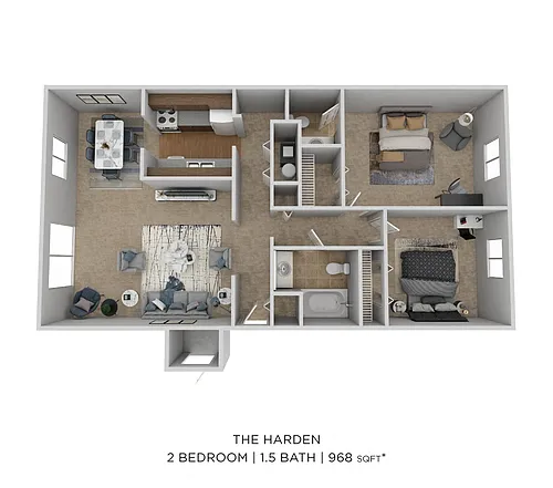 Floor plan Two Bedroom 1.5 Bath
