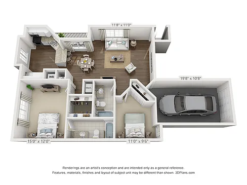 Floor plan The Emerson 2x2