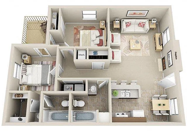 Floor plan 2 Bed 2 Bath II