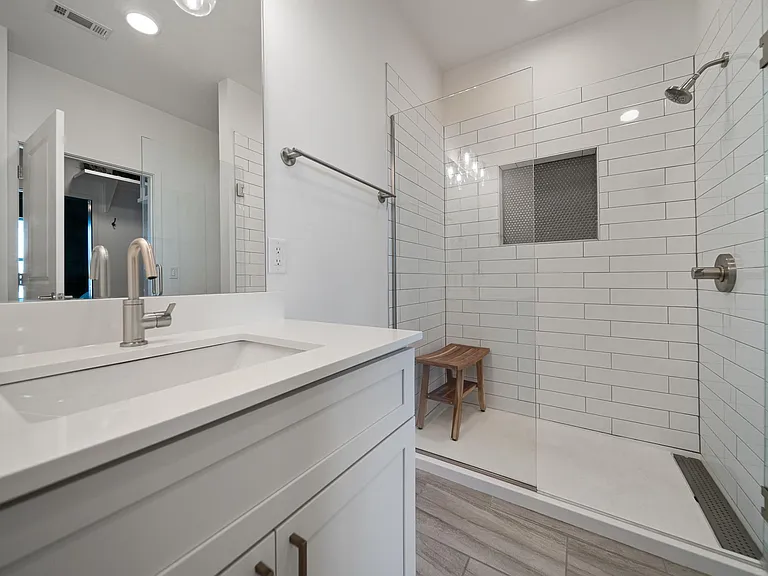 Spacious bathroom with large walk-in shower