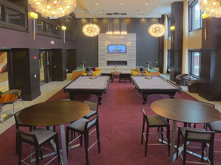 Gaming and lounge area with flat screen TV