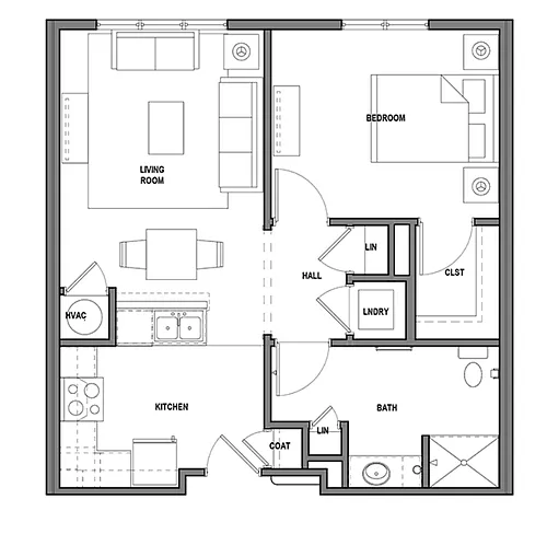Floor plan One Bedroom One Bathroom
