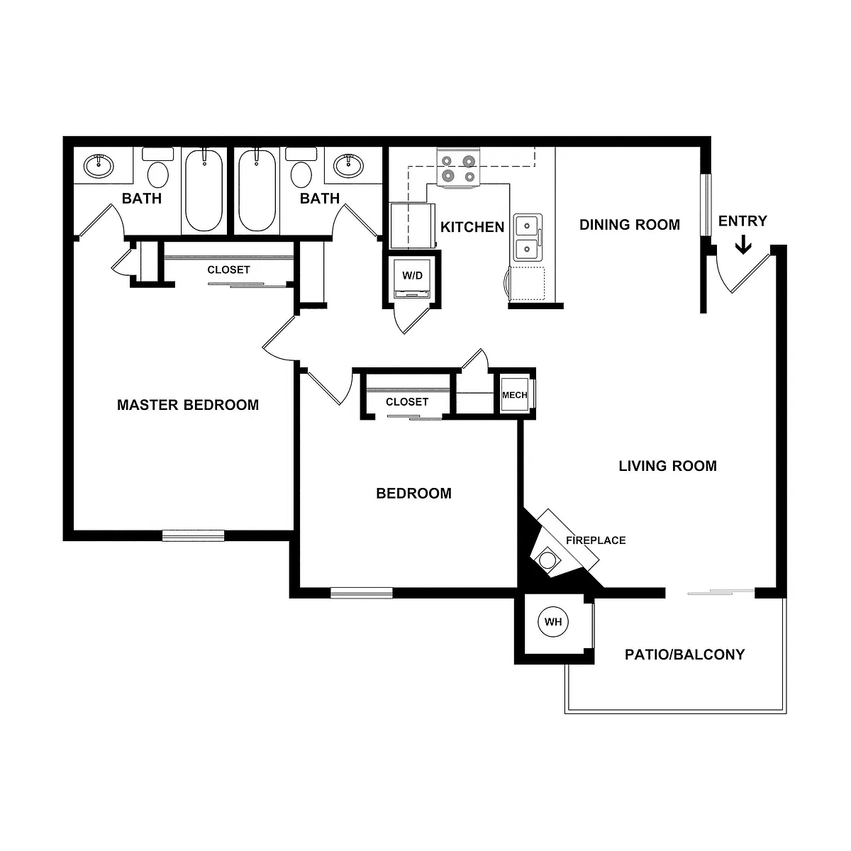 Floor plan The California Oak 2 Bed / 2 Bath