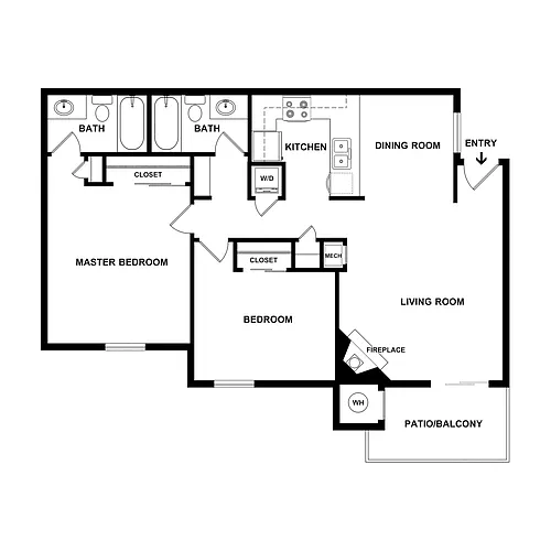 Floor plan The California Oak 2 Bed / 2 Bath