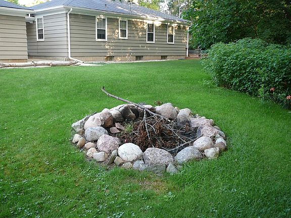 Fire pit in back yard