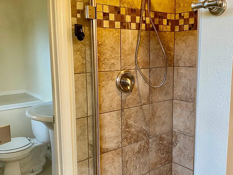 Master walk in tiled shower