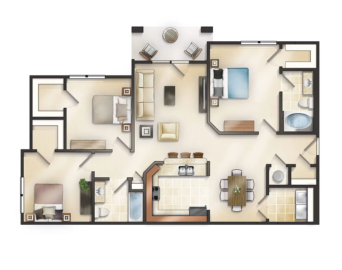Floor plan The Dartmouth w/Balcony