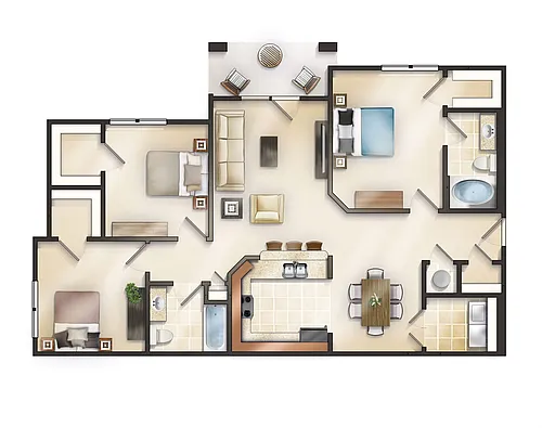 Floor plan The Dartmouth w/Balcony