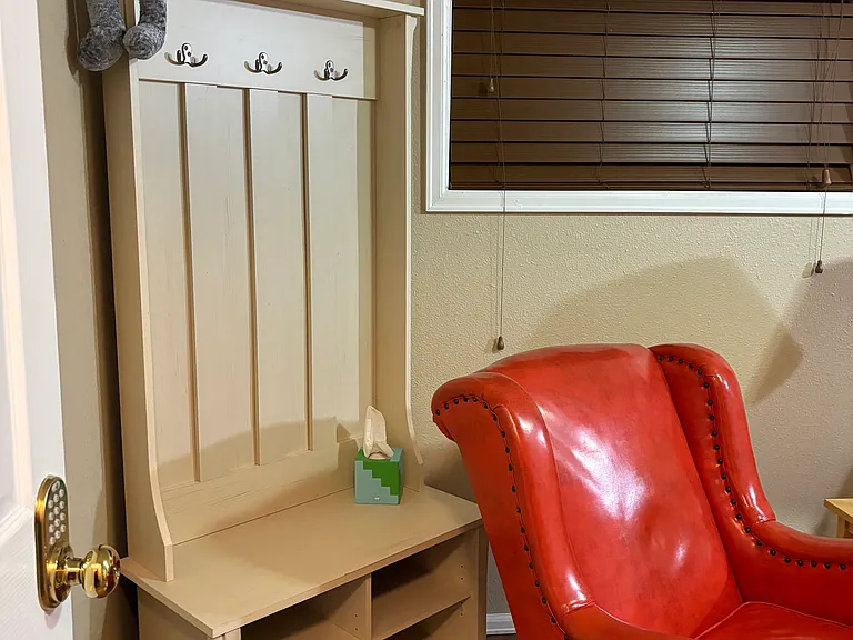 Apartment Entry into Living room: 
Entryway coat rack with shoe bench/shoe rack
Hang your coat, scarf, hat, purse, keys, ID lanyard_