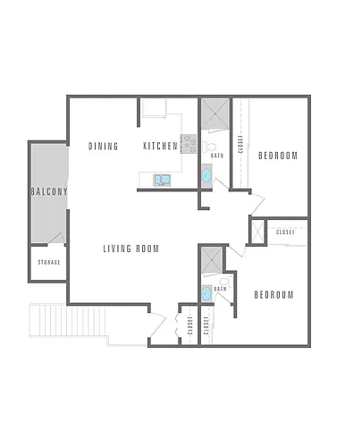 Floor plan 2 Bedroom 2 Bath