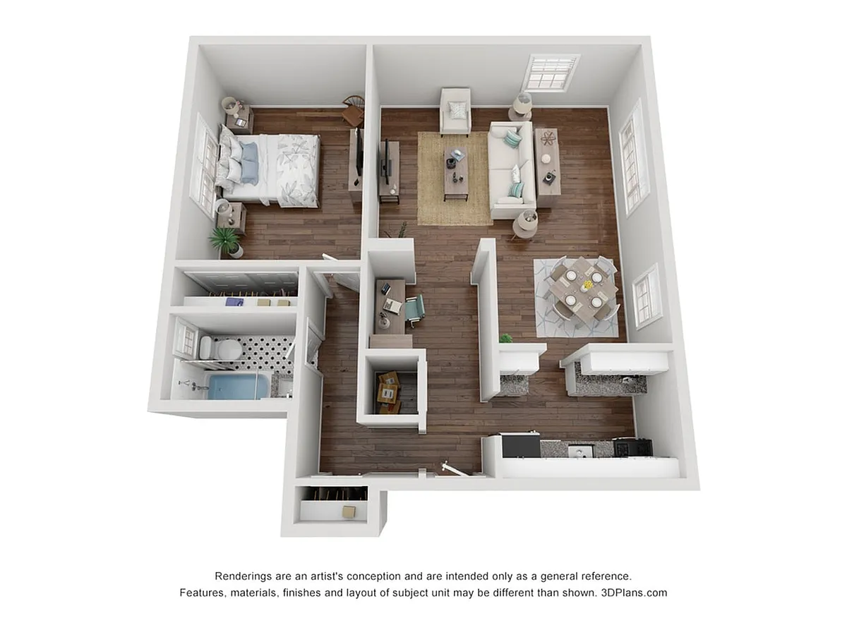 Floor plan 1-Bedroom 1-Bathroom | 845 sqft
