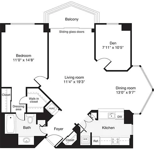 Floor plan 1 Bedroom D