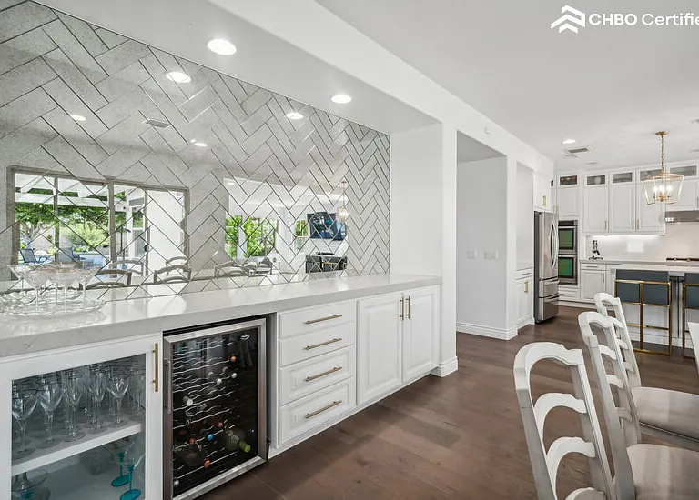 Buffet with Wine Fridge, Microwave and Outlets