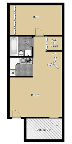 Floor plan Apartment Style 1 bedroom
