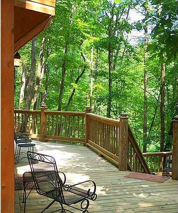 View from top deck at small cabin.
