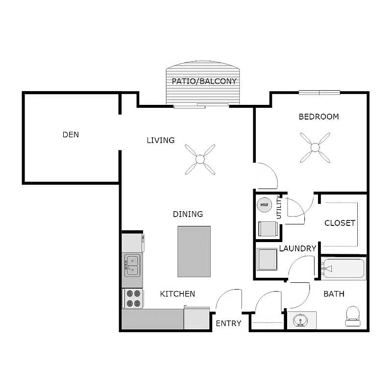 Floor plan 1 Bedroom 1 Bathroom with Den Wisconsin