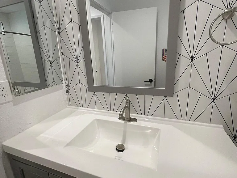 Brand new restroom. Extra large sink/vanity.