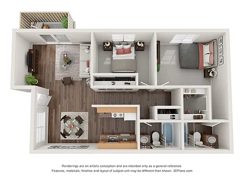 Floor plan 2 Bed 2 Bath