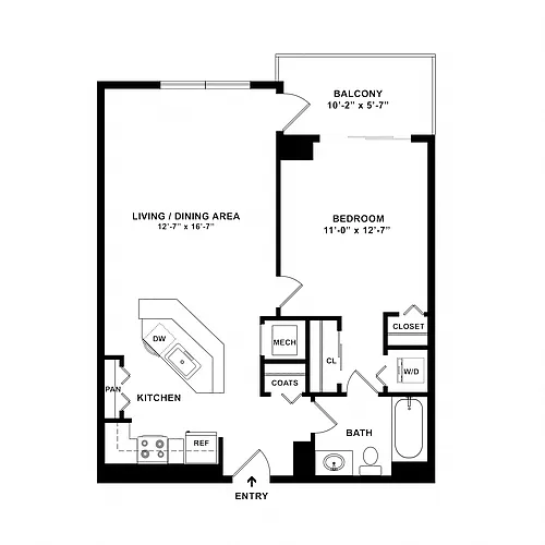 Floor plan 1 Bed/1 Bath-A04