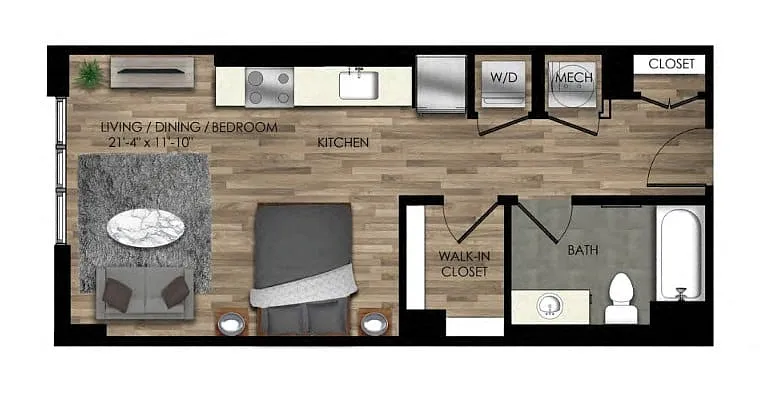 Floor plan Studio-21W
