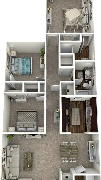 3 Bed 1.5 Bath Floorplan Diagram
