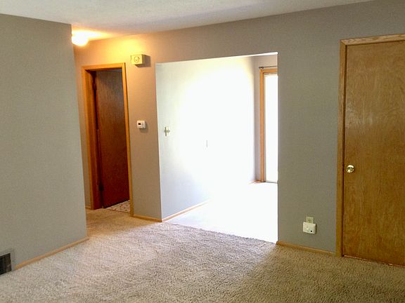 View from living room into eat in kitchen