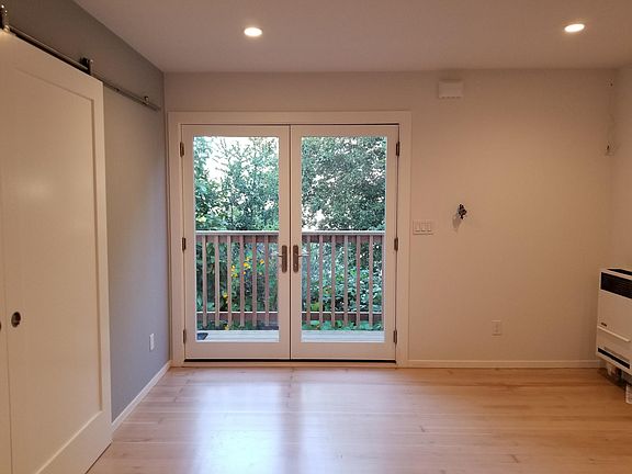 Looking out French doors from front room