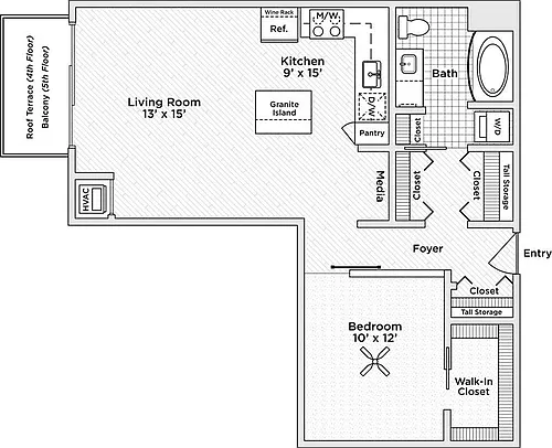 Floor plan 1 Bedroom - A2