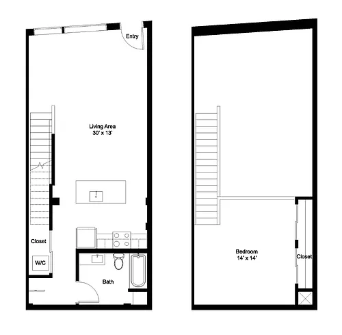 Floor plan 1x1 Townhome