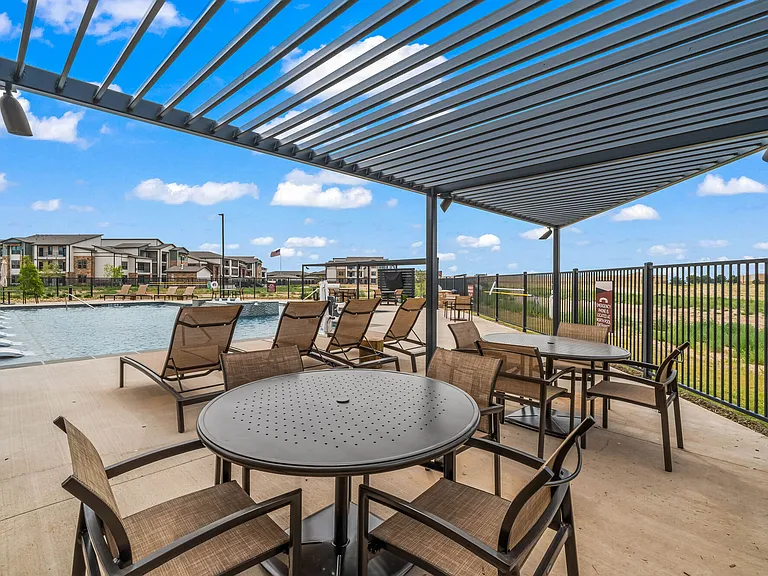 Outdoor Pool Cabana and Tables