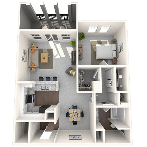 Floor plan Traditional 1x1 697-920 SF