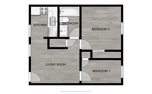 Floor plan 2x1 658 Sqft